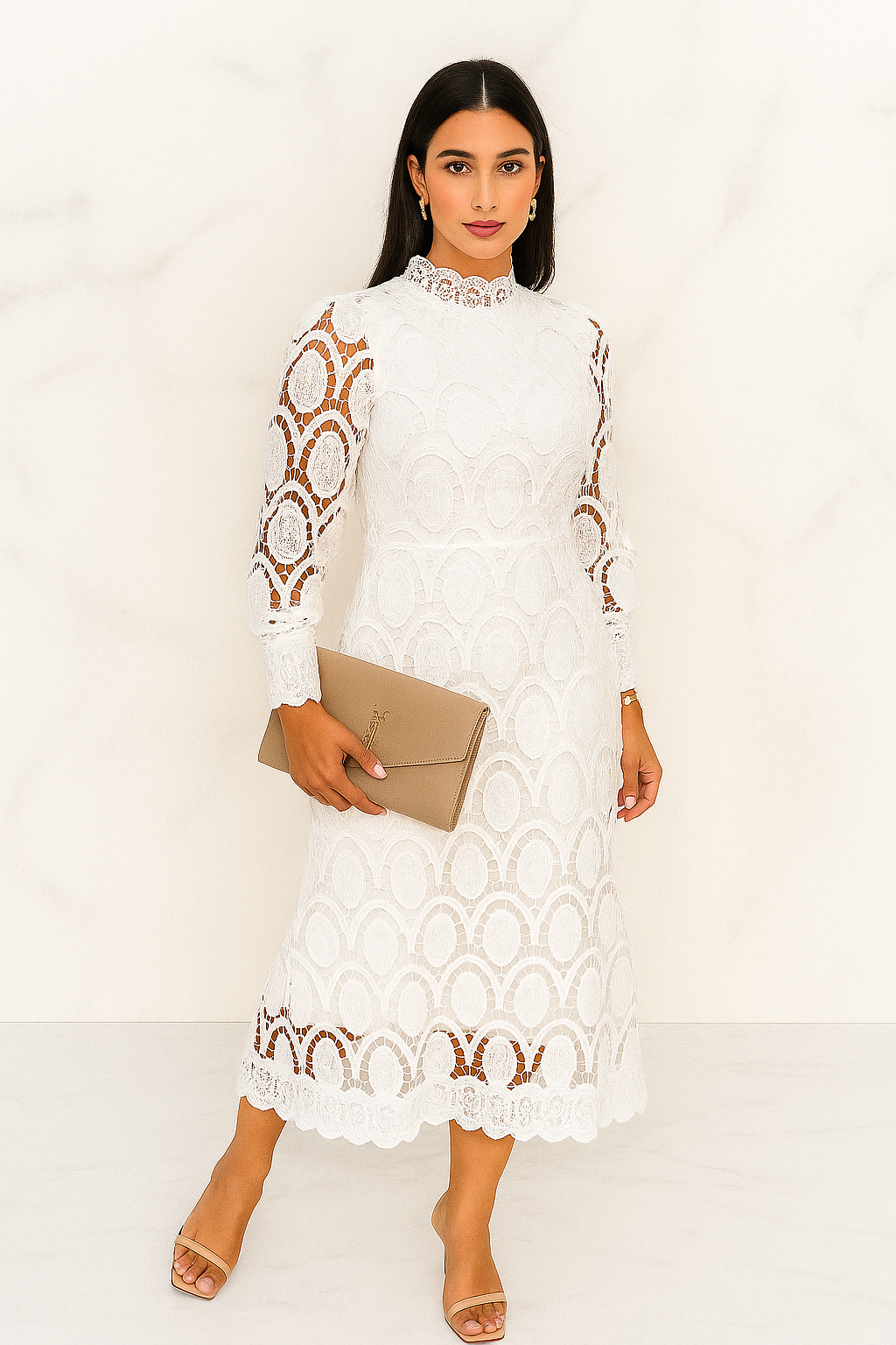 Gerda Kleid mit Spitze und Puffärmeln