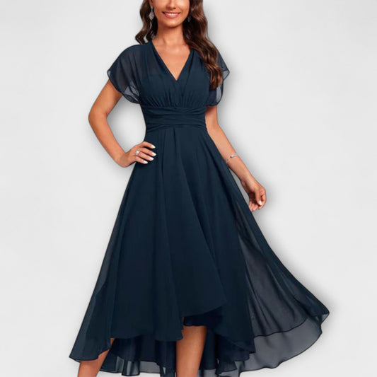 Enid™ – Fließendes & Elegantes Abendkleid mit V-Ausschnitt