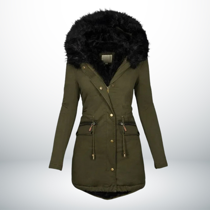 Zynro™ - Entspannte Mittellange Winterjacke mit Kapuze und Weichem Kragen