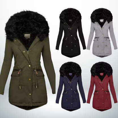 Zynro™ - Entspannte Mittellange Winterjacke mit Kapuze und Weichem Kragen