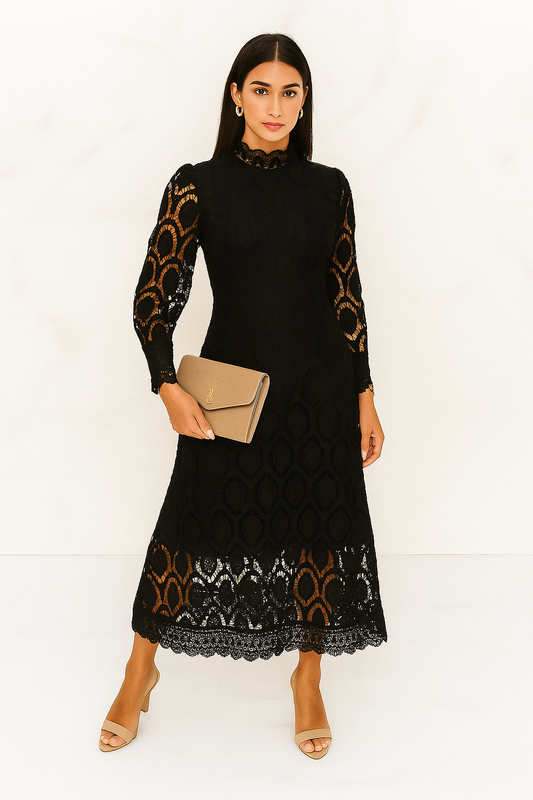 Gerda Kleid mit Spitze und Puffärmeln