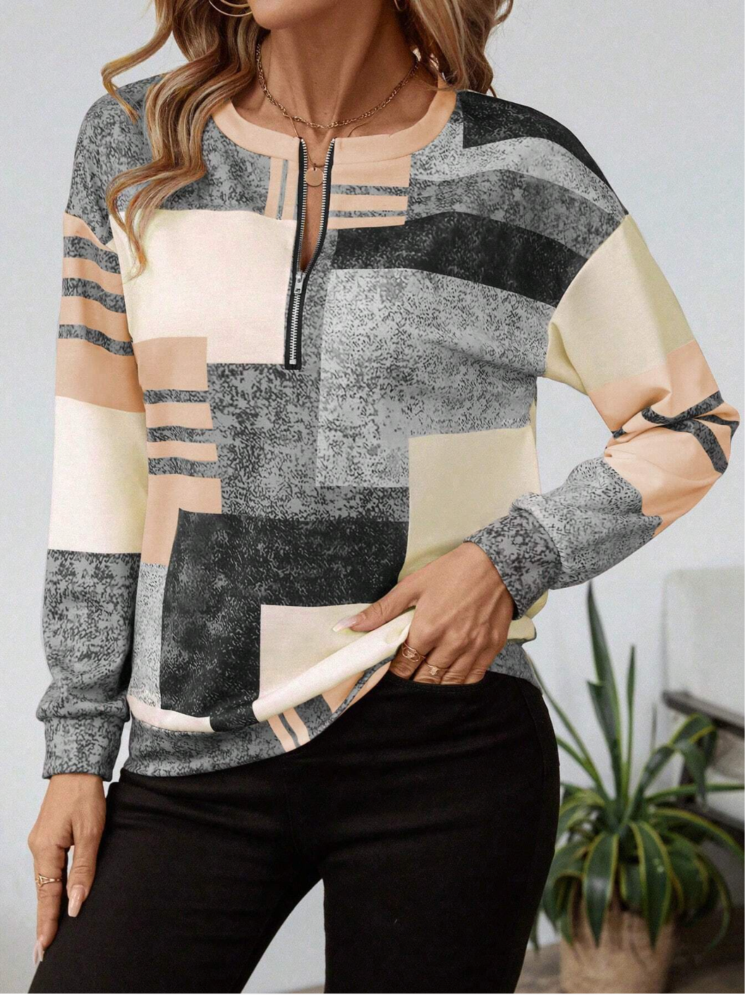 Tricia™ – Sweatshirt mit Grafikprint und Reißverschluss