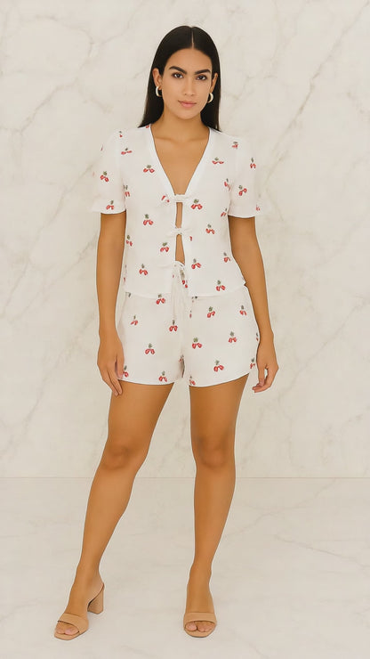 Cherry Look – Zweiteiler Isabelle  mit Bindeschleifen